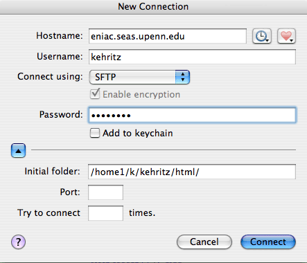 Fetch New Connection dialog box