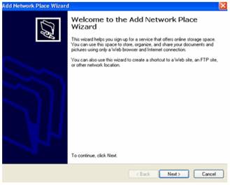 Welcome to the Add Network Place Wizard