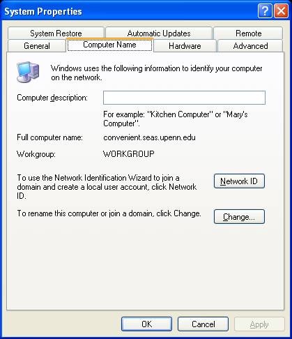 Windows System Properties Computer Name