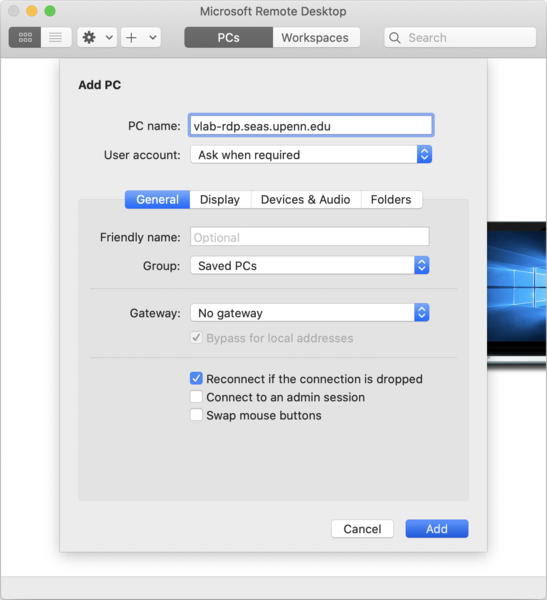 Microsoft Remote Desktop for Macintosh