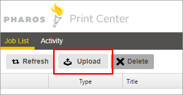 SEASuniprint Print Center upload button