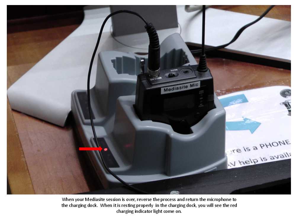 Return the microphone to the charging dock when finished